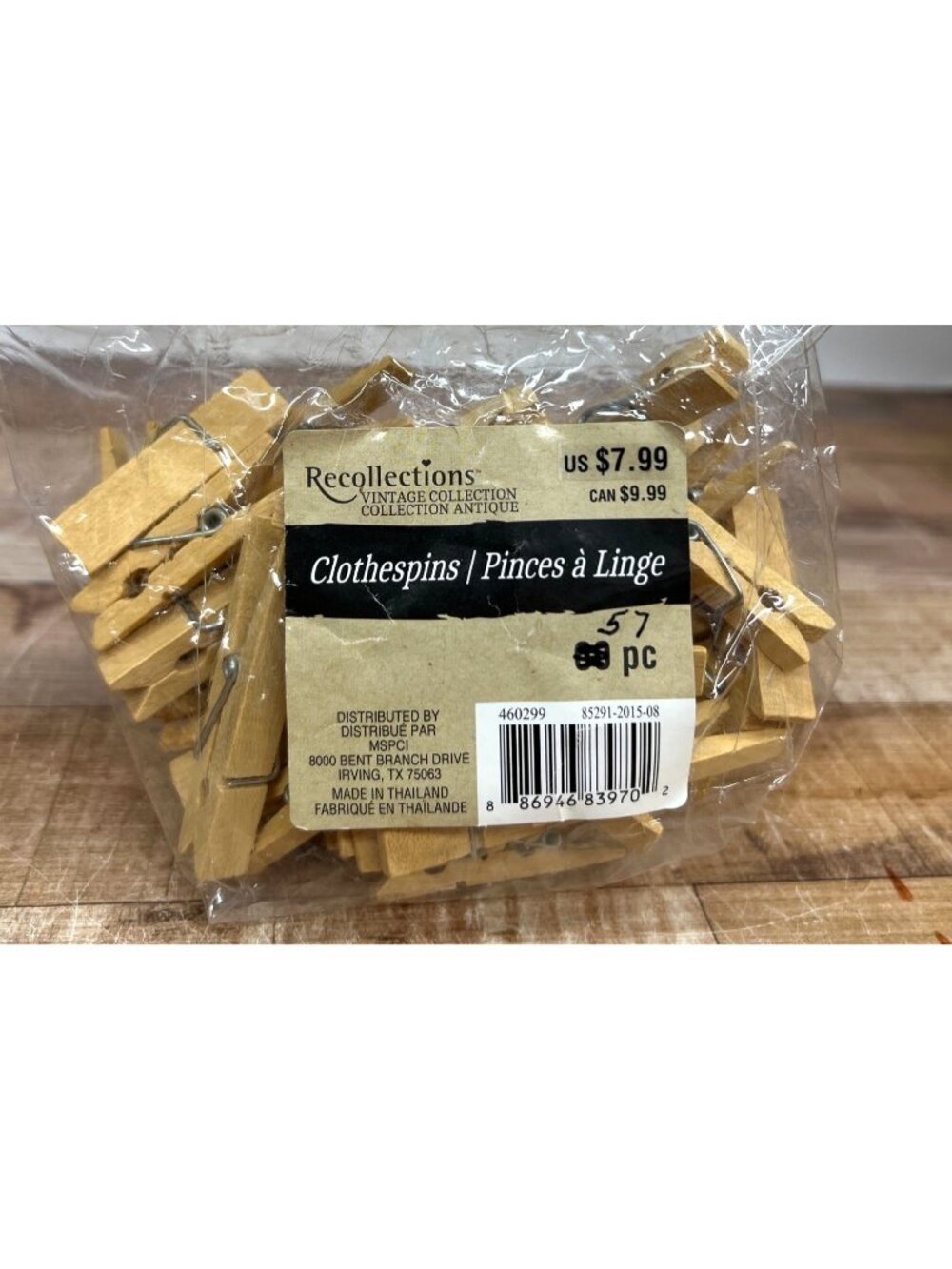 Recollections Vintage Wooden Clothespins 57-Piece Set For Crafting & Everyday
